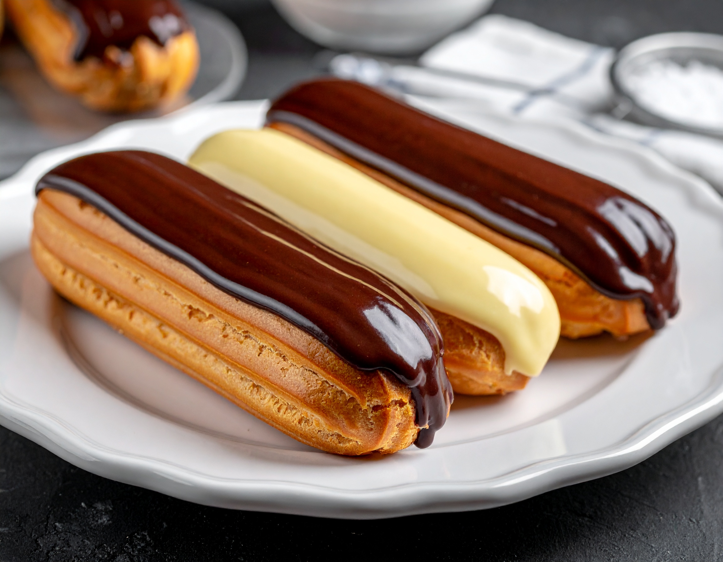 Éclairs y profiteroles artesanales