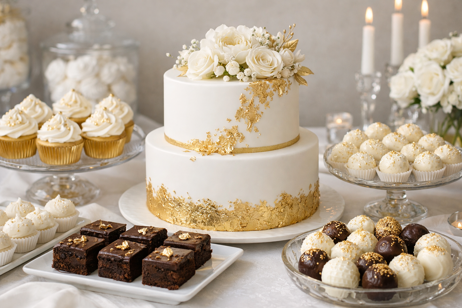 Mesa de postres elegante evento