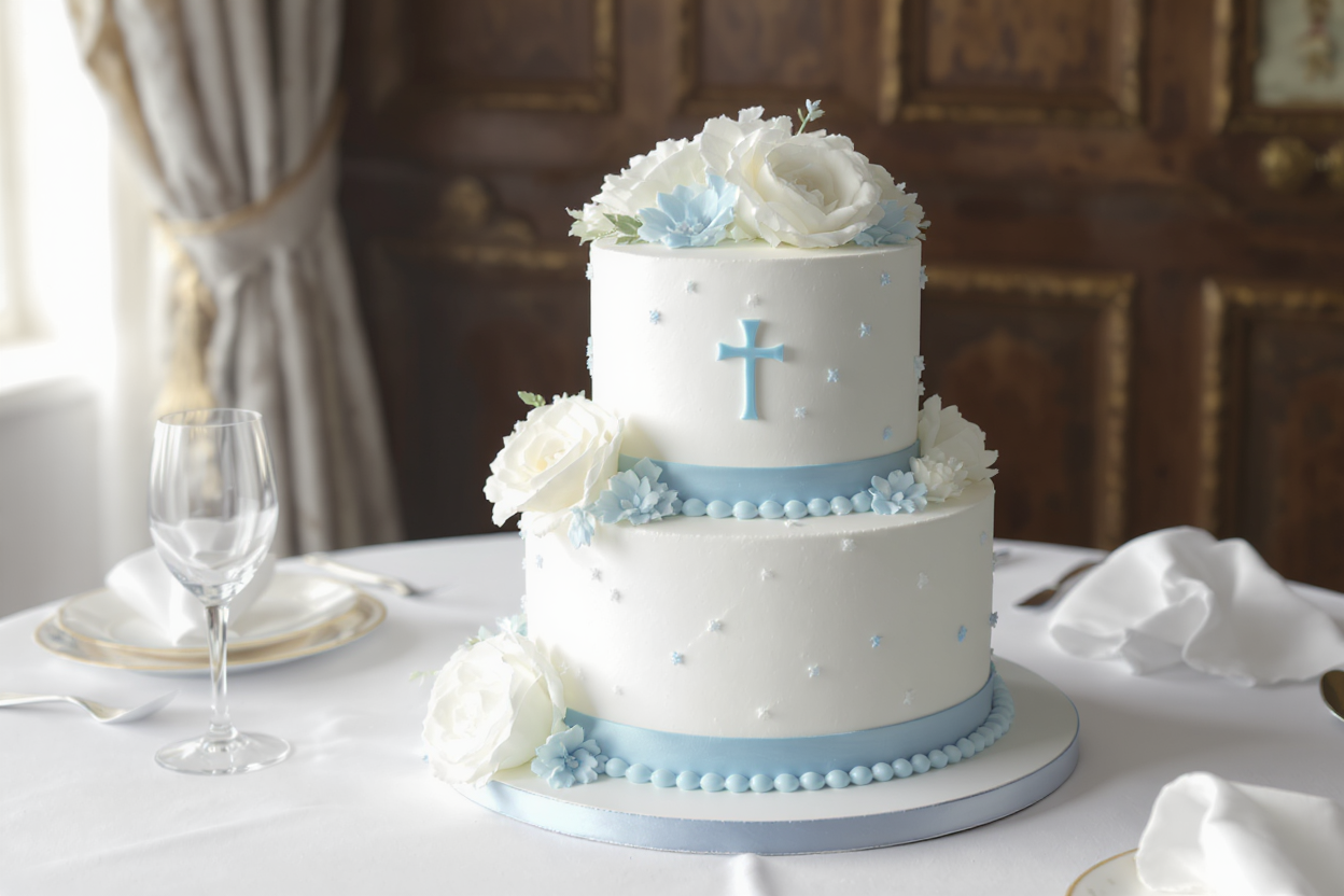 Tarta comunión artesanal blanca